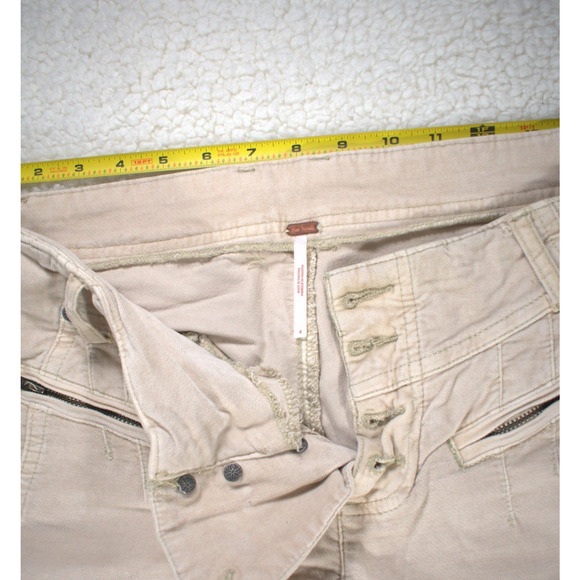 NWOT Free People Hit Back Slim Flare Pant Sz 4 Morning Oat Corduroy Velvet Boho - Picture 3 of 5